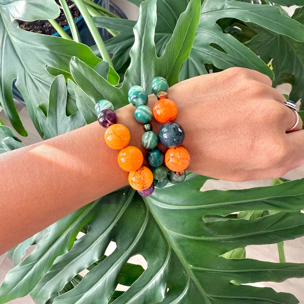 Banded Agate & Hematite bracelet (one) - Picture 7 of 9